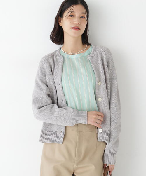 human woman（ヒューマンウーマン）の「◆【ウォッシャブル】マコットンキーネックカーディガン（カーディガン/ボレロ・レディース・グレー/レッド/グリーン/ブルー系その他3・MEDIUM）」の10枚目の写真