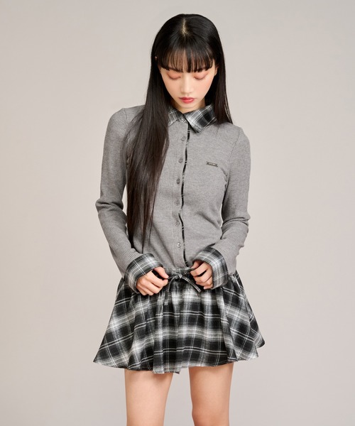 apres jour mignon(アプレジュールミニョン)の「布帛レイヤードライクワンピース(ワンピース・レディース・ブラック/グレー/ネイビー・LARGE/フリー)」の6枚目の写真
