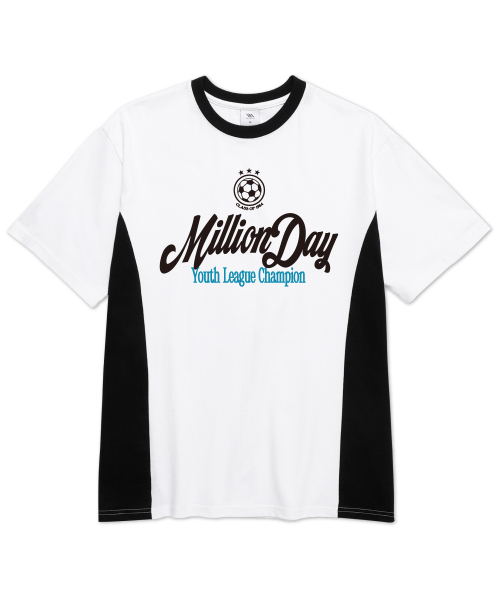 MILLION DAY(ミリオンデイ)の「MILLION YOUTH-CHAMPS 配色半袖Tシャツ(Tシャツ/カットソー・メンズ・その他・XL/M/L)」の1枚目の写真