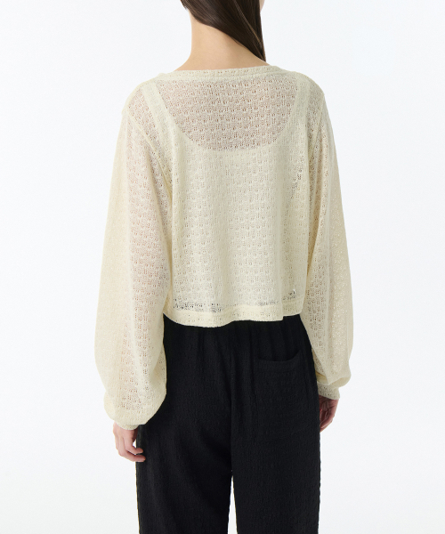 MUSINSA STANDARD WOMAN（ムシンサスタンダードウーマン）の「ウィメンズクロシェタイアップクロップカーディガン[エクリュ]（カーディガン/ボレロ・レディース・その他・SMALL/X-SMALL/MEDIUM/LARGE）」の4枚目の写真