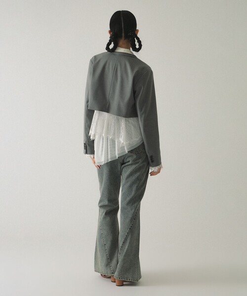 Ray BEAMS（レイビームス）の「2ボタン W クロップド ジャケット（テーラードジャケット・レディース・ブラック/グレー・0/1）」の5枚目の写真