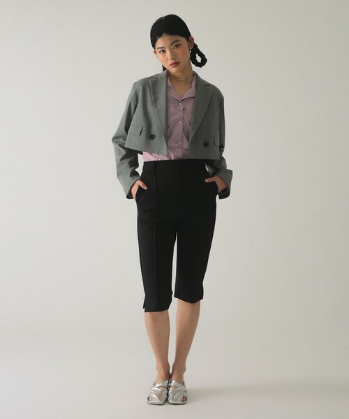 Ray BEAMS（レイビームス）の「2ボタン W クロップド ジャケット（テーラードジャケット・レディース・ブラック/グレー・0/1）」の7枚目の写真