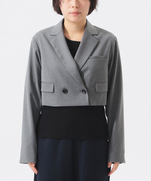 Ray BEAMS（レイビームス）の「2ボタン W クロップド ジャケット（テーラードジャケット・レディース・ブラック/グレー・0/1）」の17枚目の写真