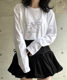 リボンビッグプリントロンT／長袖Tシャツ