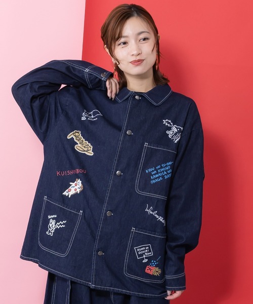 ScoLar Parity（スカラーパリティ）の「361101：らくがき風ワッペンシャツジャケット（ブルゾン・レディース・アイボリー/ブルー・M）」の2枚目の写真