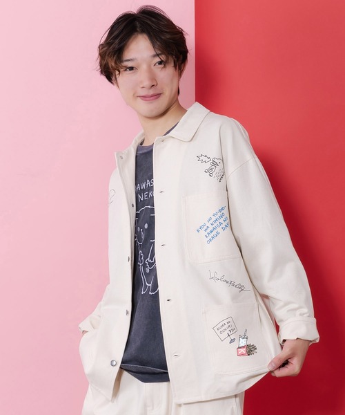 ScoLar Parity（スカラーパリティ）の「361101：らくがき風ワッペンシャツジャケット（ブルゾン・レディース・アイボリー/ブルー・M）」の20枚目の写真