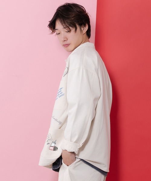 ScoLar Parity（スカラーパリティ）の「361101：らくがき風ワッペンシャツジャケット（ブルゾン・レディース・アイボリー/ブルー・M）」の21枚目の写真