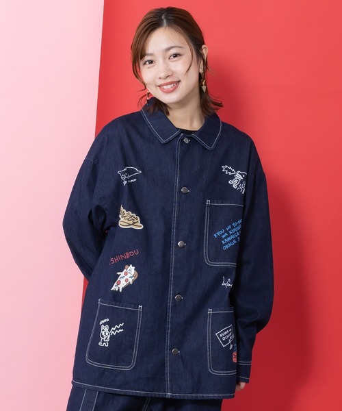 ScoLar Parity（スカラーパリティ）の「361101：らくがき風ワッペンシャツジャケット（ブルゾン・レディース・アイボリー/ブルー・M）」の12枚目の写真