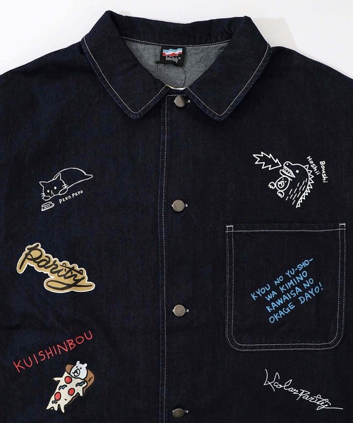 ScoLar Parity（スカラーパリティ）の「361101：らくがき風ワッペンシャツジャケット（ブルゾン・レディース・アイボリー/ブルー・M）」の4枚目の写真