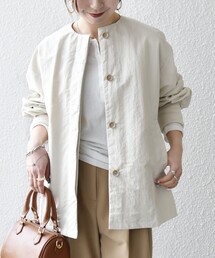 SHIPS（シップス）の「SHIPS any:〈洗濯機可能〉ナイロン タスラン ノーカラー Aライン ブルゾン（ブルゾン）」