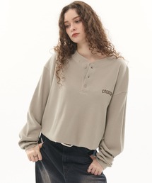 CODDERR（コーダー）の「【CODDERR】アーチロゴ刺繍 ドローコード ヘンリーネック サーマル長袖Tシャツ（Tシャツ/カットソー）」