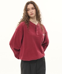 CODDERR（コーダー）の「【CODDERR】アーチロゴ刺繍 ドローコード ヘンリーネック サーマル長袖Tシャツ（Tシャツ/カットソー）」