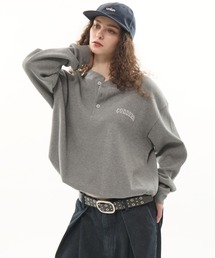 CODDERR（コーダー）の「【CODDERR】アーチロゴ刺繍 ドローコード ヘンリーネック サーマル長袖Tシャツ（Tシャツ/カットソー）」