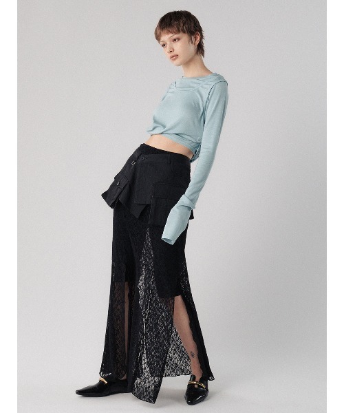 ELCHELE（エルチェレ）の「PIPING LS TOP（Tシャツ/カットソー・レディース・ホワイト/ブラック/ライトブルー・FREE）」の7枚目の写真