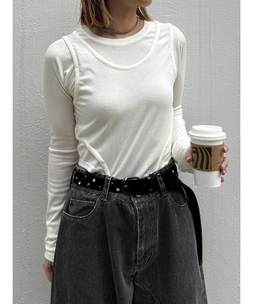ELCHELE（エルチェレ）の「PIPING LS TOP（Tシャツ/カットソー・レディース・ホワイト/ブラック/ライトブルー・FREE）」の11枚目の写真