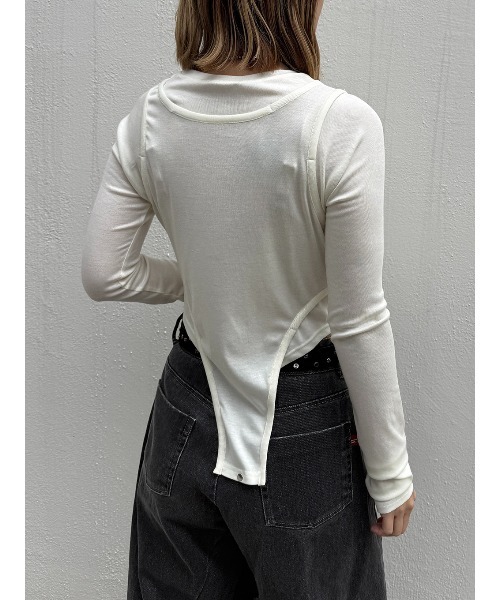 ELCHELE（エルチェレ）の「PIPING LS TOP（Tシャツ/カットソー・レディース・ホワイト/ブラック/ライトブルー・FREE）」の12枚目の写真