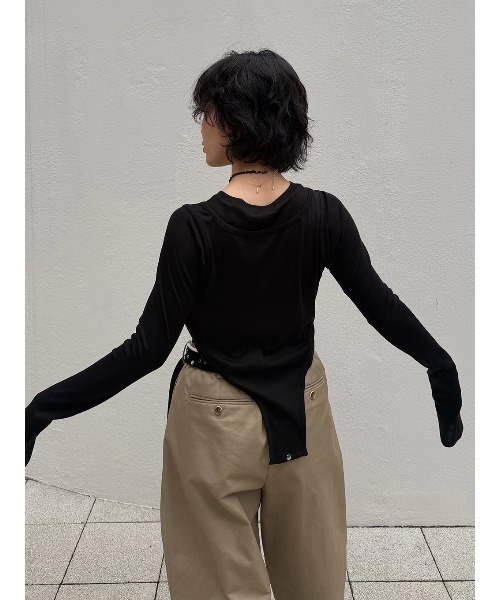 ELCHELE（エルチェレ）の「PIPING LS TOP（Tシャツ/カットソー・レディース・ホワイト/ブラック/ライトブルー・FREE）」の14枚目の写真