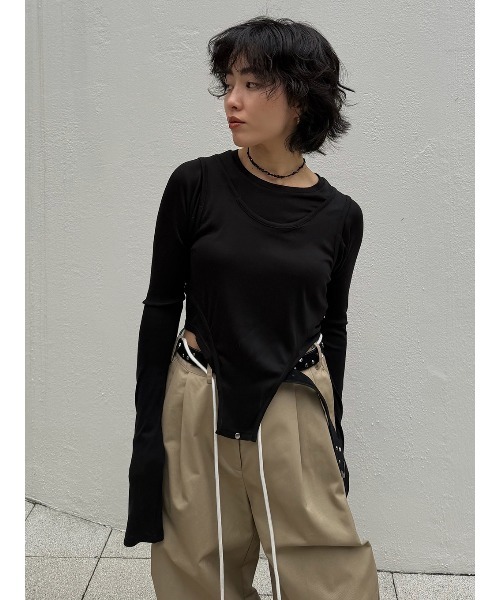 ELCHELE（エルチェレ）の「PIPING LS TOP（Tシャツ/カットソー・レディース・ホワイト/ブラック/ライトブルー・FREE）」の13枚目の写真