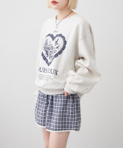 w closet（ダブルクローゼット）の「ハートロゴスウェット（Tシャツ/カットソー・レディース・アイボリー/ピンク・FREE）」の16枚目の写真