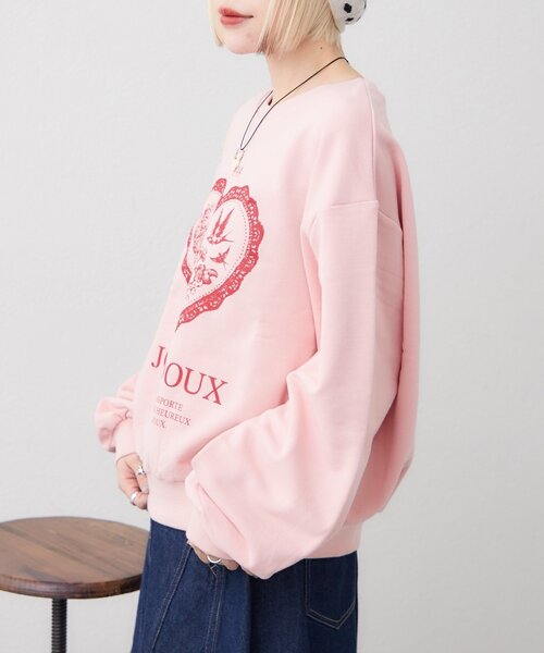 w closet（ダブルクローゼット）の「ハートロゴスウェット（Tシャツ/カットソー・レディース・アイボリー/ピンク・FREE）」の7枚目の写真