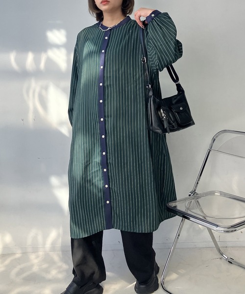 AS KNOW AS plus（アズノゥアズプラス）の「○スッキリ見え 柄切り替えコクーンシルエットワンピース（ワンピース・レディース・ネイビー系/ダークグリーン系/ブラック系・FREE）」の3枚目の写真