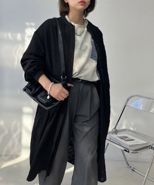 AS KNOW AS plus（アズノゥアズプラス）の「○スッキリ見え 柄切り替えコクーンシルエットワンピース（ワンピース・レディース・ネイビー系/ダークグリーン系/ブラック系・FREE）」の7枚目の写真