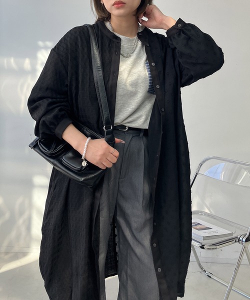 AS KNOW AS plus（アズノゥアズプラス）の「○スッキリ見え 柄切り替えコクーンシルエットワンピース（ワンピース・レディース・ネイビー系/ダークグリーン系/ブラック系・FREE）」の8枚目の写真