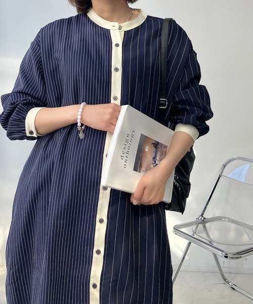 AS KNOW AS plus（アズノゥアズプラス）の「○スッキリ見え 柄切り替えコクーンシルエットワンピース（ワンピース・レディース・ネイビー系/ダークグリーン系/ブラック系・FREE）」の13枚目の写真