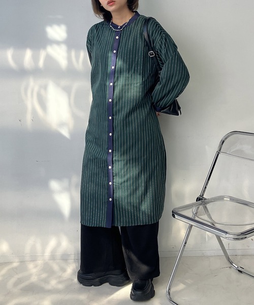 AS KNOW AS plus（アズノゥアズプラス）の「○スッキリ見え 柄切り替えコクーンシルエットワンピース（ワンピース・レディース・ネイビー系/ダークグリーン系/ブラック系・FREE）」の16枚目の写真