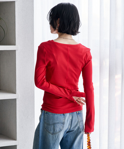FREAK'S STORE(フリークスストア)の「コットンモダール タンクセット リブショートカーディガン(Tシャツ/カットソー・レディース・ホワイト/レッド/その他13/ブラック・フリ-)」の8枚目の写真