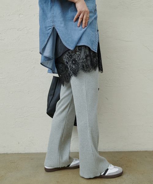 PUAL CE CIN(ピュアルセシン)の「微フレアリブパンツ(その他パンツ・レディース・グレー/ブラック・FREE)」の6枚目の写真