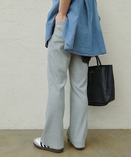 PUAL CE CIN(ピュアルセシン)の「微フレアリブパンツ(その他パンツ・レディース・グレー/ブラック・FREE)」の7枚目の写真