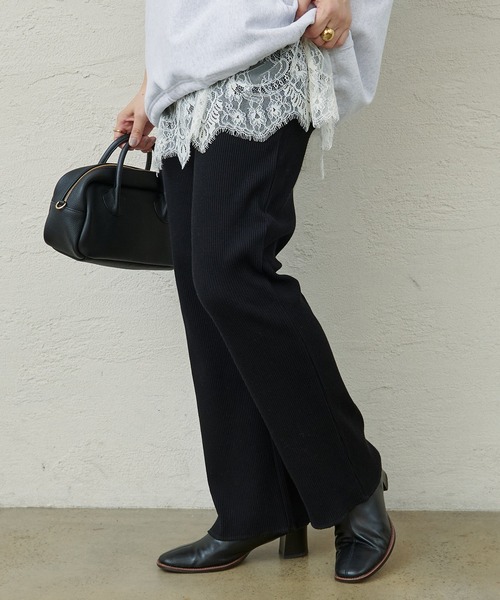 PUAL CE CIN(ピュアルセシン)の「微フレアリブパンツ(その他パンツ・レディース・グレー/ブラック・FREE)」の13枚目の写真