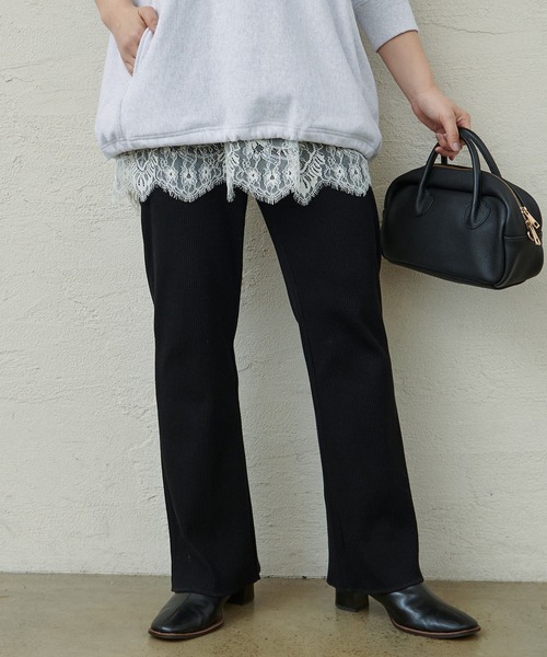 PUAL CE CIN(ピュアルセシン)の「微フレアリブパンツ(その他パンツ・レディース・グレー/ブラック・FREE)」の12枚目の写真