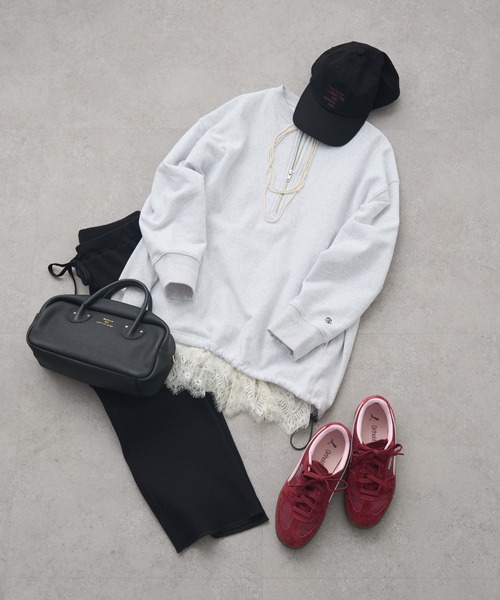 PUAL CE CIN(ピュアルセシン)の「微フレアリブパンツ(その他パンツ・レディース・グレー/ブラック・FREE)」の4枚目の写真