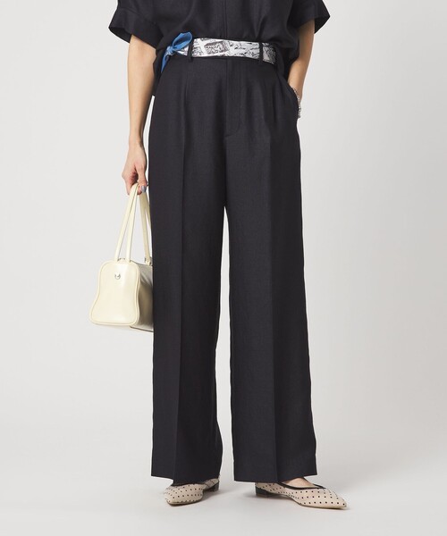 green label relaxing（グリーンレーベルリラクシング）の「［size SHORT/TALLあり］リネンライク ストレート パンツ（スラックス・レディース・ナチュラル/ブラウン/ネイビー・SHORT/36/38/40/TALL）」の16枚目の写真