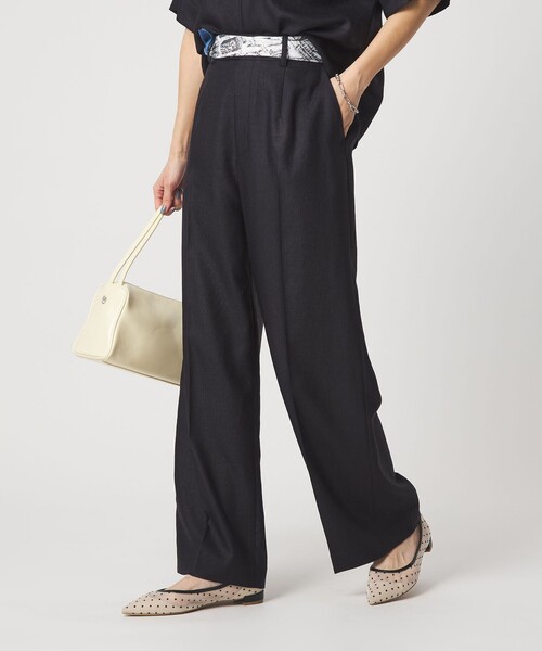 green label relaxing（グリーンレーベルリラクシング）の「［size SHORT/TALLあり］リネンライク ストレート パンツ（スラックス・レディース・ナチュラル/ブラウン/ネイビー・SHORT/36/38/40/TALL）」の17枚目の写真