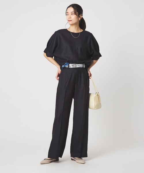 green label relaxing（グリーンレーベルリラクシング）の「［size SHORT/TALLあり］リネンライク ストレート パンツ（スラックス・レディース・ナチュラル/ブラウン/ネイビー・SHORT/36/38/40/TALL）」の18枚目の写真