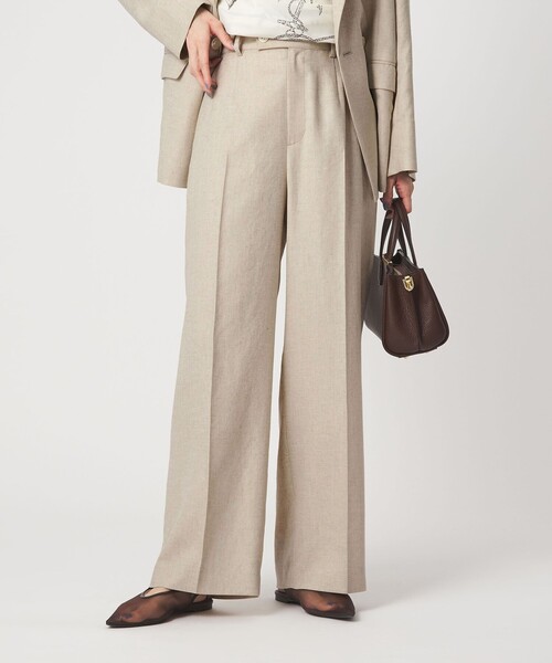 green label relaxing（グリーンレーベルリラクシング）の「［size SHORT/TALLあり］リネンライク ストレート パンツ（スラックス・レディース・ナチュラル/ブラウン/ネイビー・SHORT/36/38/40/TALL）」の9枚目の写真