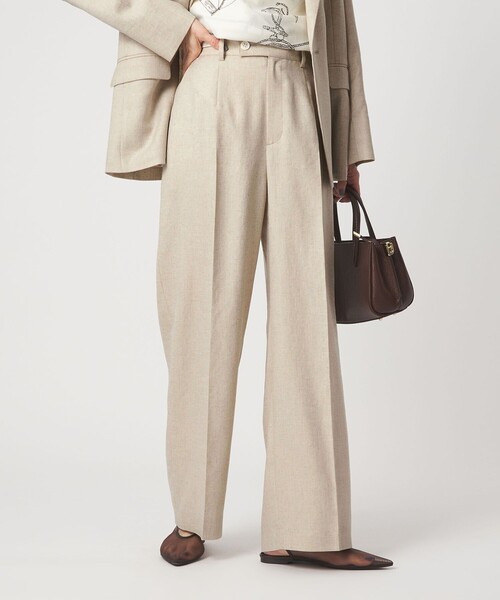 green label relaxing（グリーンレーベルリラクシング）の「［size SHORT/TALLあり］リネンライク ストレート パンツ（スラックス・レディース・ナチュラル/ブラウン/ネイビー・SHORT/36/38/40/TALL）」の10枚目の写真