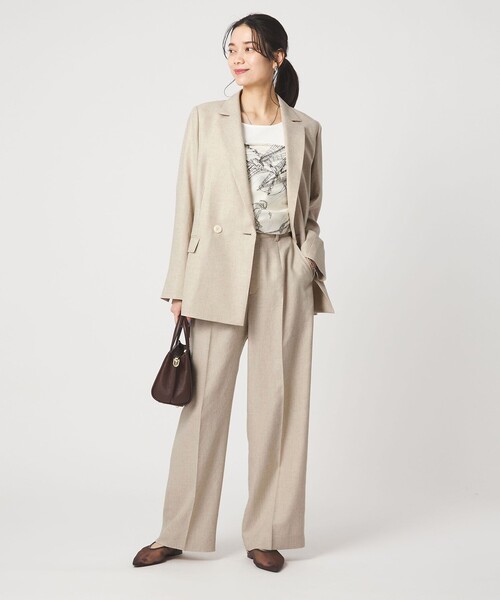 green label relaxing（グリーンレーベルリラクシング）の「［size SHORT/TALLあり］リネンライク ストレート パンツ（スラックス・レディース・ナチュラル/ブラウン/ネイビー・SHORT/36/38/40/TALL）」の16枚目の写真
