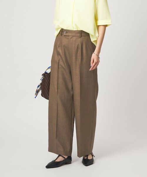 green label relaxing（グリーンレーベルリラクシング）の「［size SHORT/TALLあり］リネンライク ストレート パンツ（スラックス・レディース・ナチュラル/ブラウン/ネイビー・SHORT/36/38/40/TALL）」の18枚目の写真