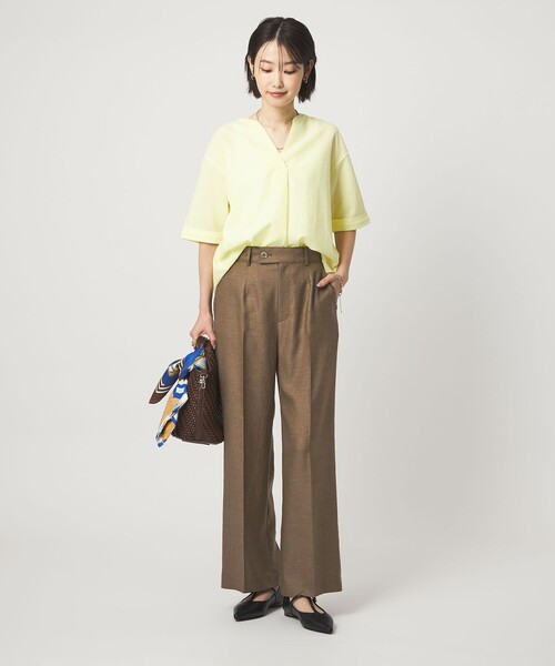 green label relaxing（グリーンレーベルリラクシング）の「［size SHORT/TALLあり］リネンライク ストレート パンツ（スラックス・レディース・ナチュラル/ブラウン/ネイビー・SHORT/36/38/40/TALL）」の20枚目の写真