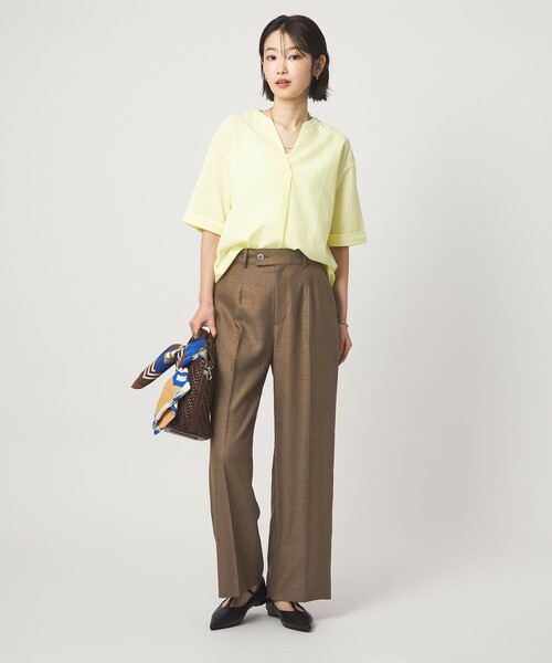 green label relaxing（グリーンレーベルリラクシング）の「［size SHORT/TALLあり］リネンライク ストレート パンツ（スラックス・レディース・ナチュラル/ブラウン/ネイビー・SHORT/36/38/40/TALL）」の21枚目の写真