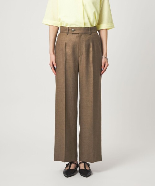 green label relaxing（グリーンレーベルリラクシング）の「［size SHORT/TALLあり］リネンライク ストレート パンツ（スラックス・レディース・ナチュラル/ブラウン/ネイビー・SHORT/36/38/40/TALL）」の5枚目の写真