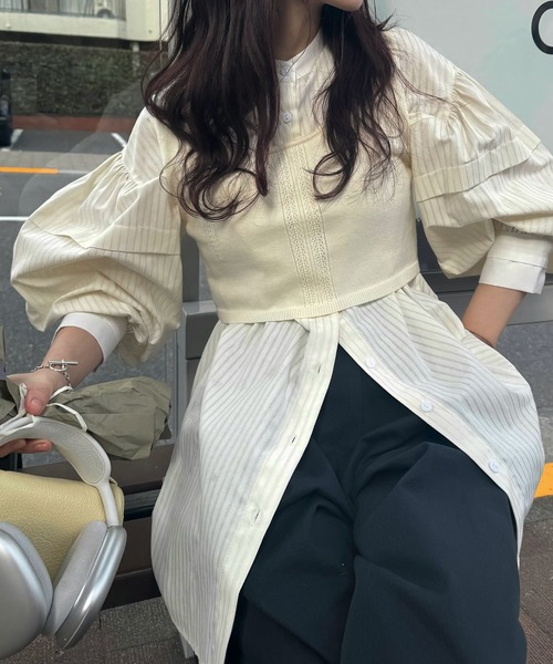 WILLFULLY（ウィルフリー）の「cropped 2way gentle knit tank（ベスト・レディース・ピンク/アイボリー/ミックスグレー/ナチュラル・FREE）」の5枚目の写真