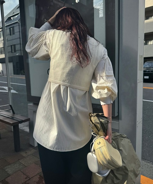 WILLFULLY（ウィルフリー）の「cropped 2way gentle knit tank（ベスト・レディース・ピンク/アイボリー/ミックスグレー/ナチュラル・FREE）」の6枚目の写真