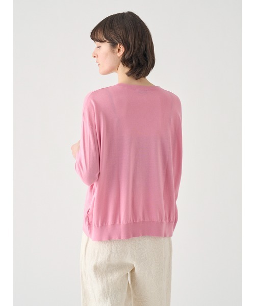 JOHN SMEDLEY(ジョンスメドレー)の「コットンVネック ワイドニットプルオーバー(ニット/セーター・レディース・ピンク系1・S)」の8枚目の写真