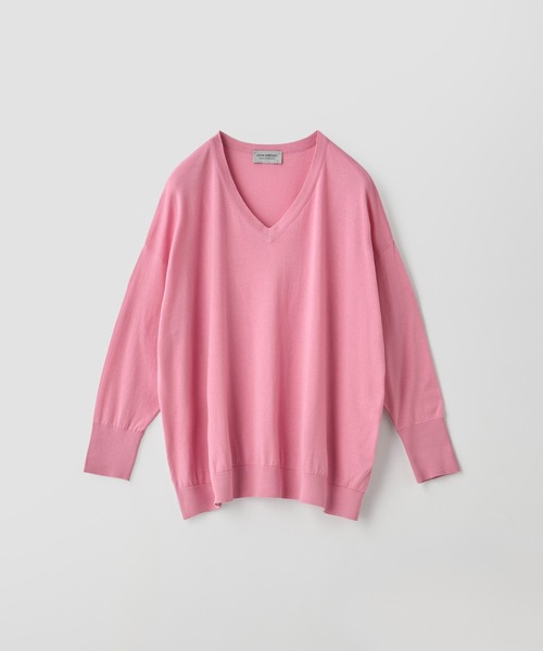 JOHN SMEDLEY(ジョンスメドレー)の「コットンVネック ワイドニットプルオーバー(ニット/セーター・レディース・ピンク系1・S)」の2枚目の写真