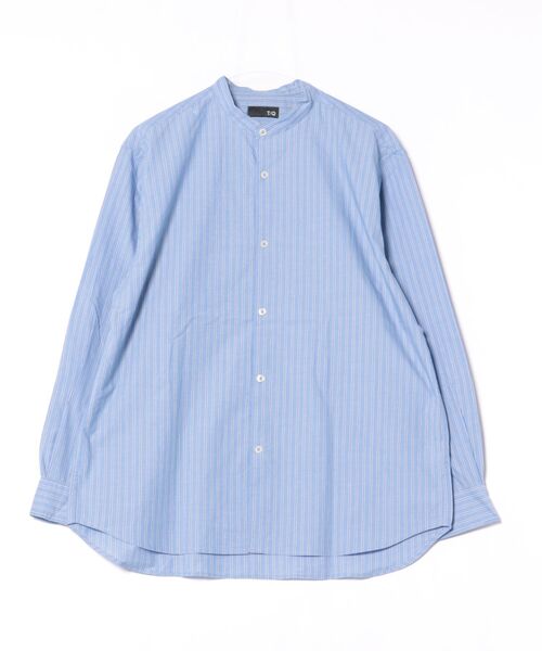 TAKA-Q(タカキュー)の「シャツ メンズ 長袖 綿 コットン タイプライター バンドカラー ゆったり オーバーサイズ (シャツ/ブラウス・メンズ・ブルー/ホワイト・MEDIUM/LARGE/X-LARGE)」の12枚目の写真